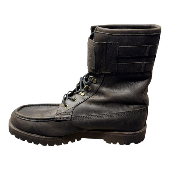 Polo Ralph Lauren 13 D Wolcott Buckle Brown Leather Biker Boots Outdoor Active - Picture 5 of 13